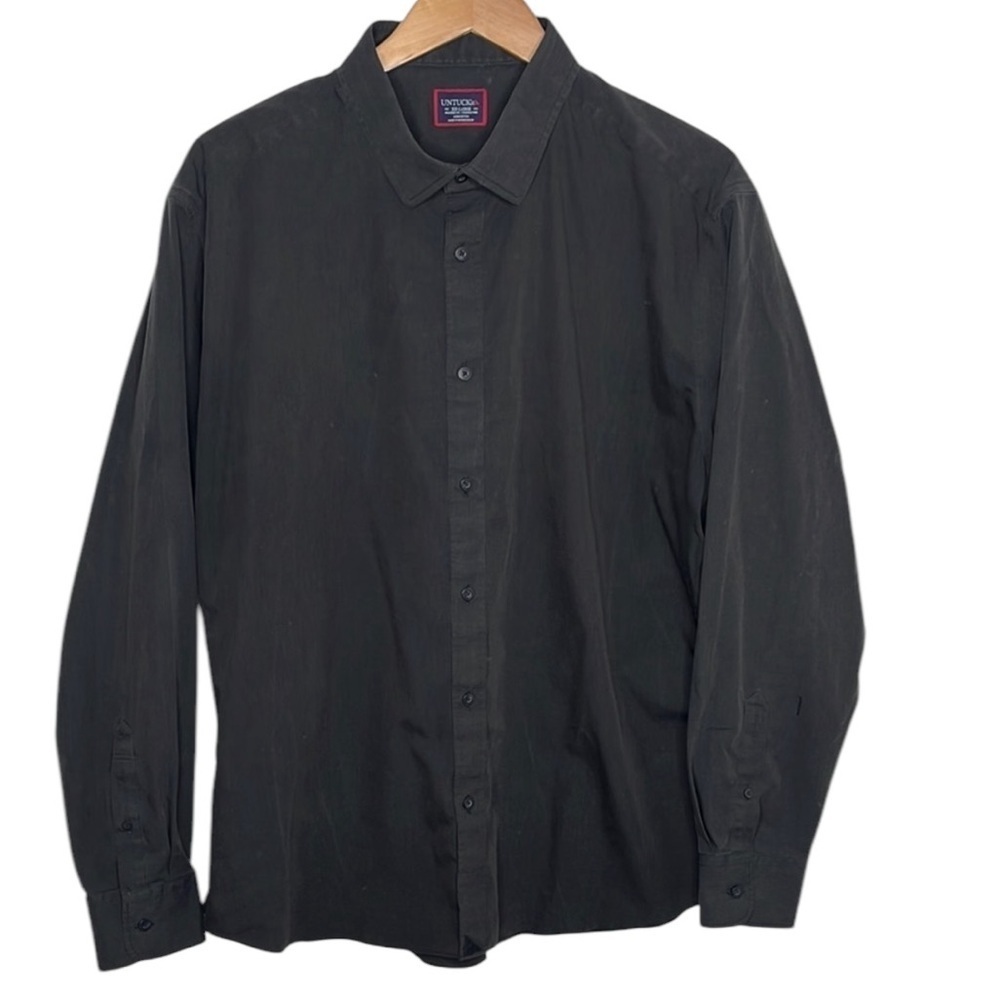 Untuckit Black Relaxed Fit Wrinkle Free Button Long Sleeve Shirt Men Size XXL